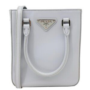 Prada  Mini Spazzolato Leather Tote Bag Grey